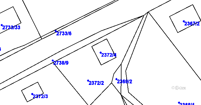 Parcela st. 2372/4 v KÚ Černovice u Chomutova, Katastrální mapa