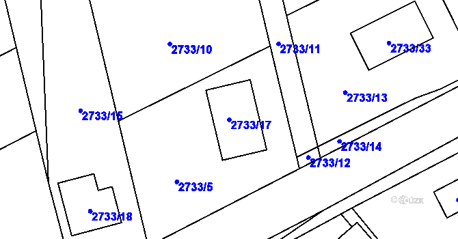 Parcela st. 2733/17 v KÚ Černovice u Chomutova, Katastrální mapa