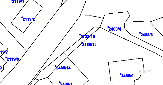 Parcela st. 2488/13 v KÚ Černovice u Chomutova, Katastrální mapa
