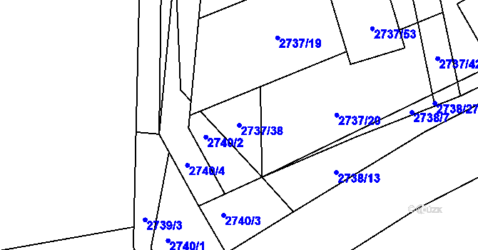 Parcela st. 2737/38 v KÚ Černovice u Chomutova, Katastrální mapa