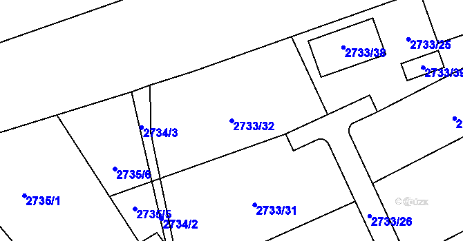 Parcela st. 2733/32 v KÚ Černovice u Chomutova, Katastrální mapa