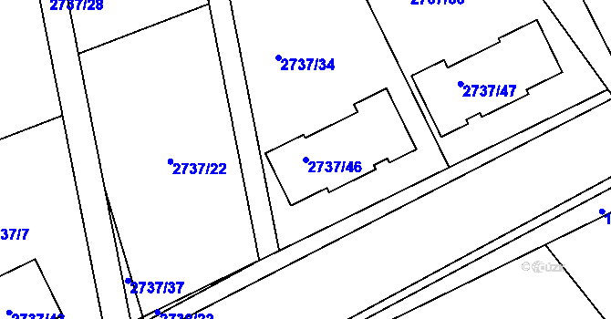 Parcela st. 2737/46 v KÚ Černovice u Chomutova, Katastrální mapa
