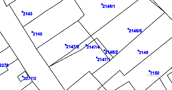 Parcela st. 2147/4 v KÚ Černovice u Chomutova, Katastrální mapa