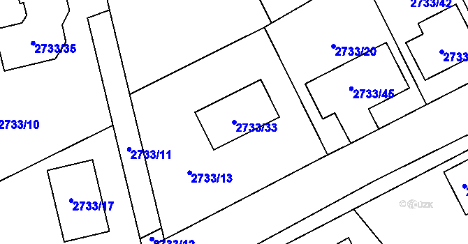 Parcela st. 2733/33 v KÚ Černovice u Chomutova, Katastrální mapa