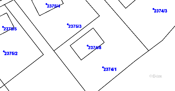 Parcela st. 2374/8 v KÚ Černovice u Chomutova, Katastrální mapa