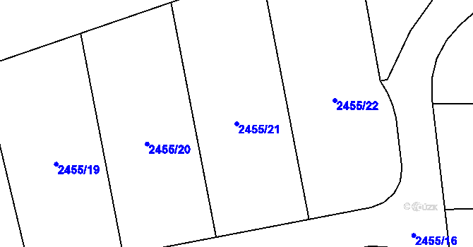 Parcela st. 2455/21 v KÚ Černovice u Chomutova, Katastrální mapa