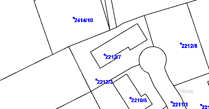 Parcela st. 2212/7 v KÚ Černovice u Chomutova, Katastrální mapa