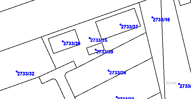 Parcela st. 2733/39 v KÚ Černovice u Chomutova, Katastrální mapa