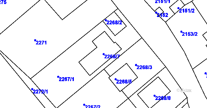 Parcela st. 2268/7 v KÚ Černovice u Chomutova, Katastrální mapa