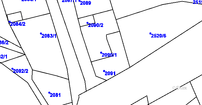 Parcela st. 2090/1 v KÚ Černovice u Chomutova, Katastrální mapa