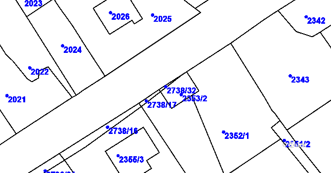 Parcela st. 2738/32 v KÚ Černovice u Chomutova, Katastrální mapa