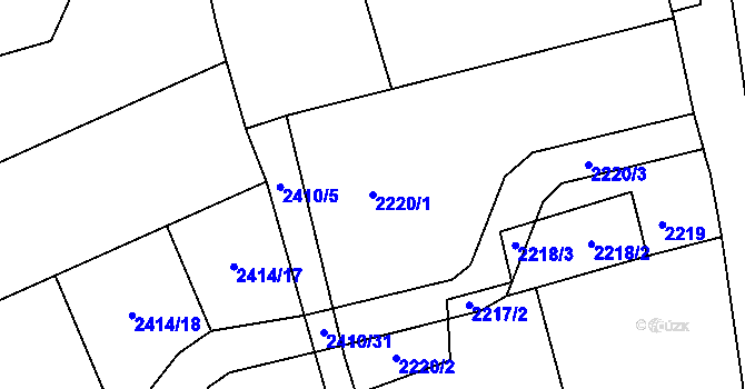 Parcela st. 2220/1 v KÚ Černovice u Chomutova, Katastrální mapa