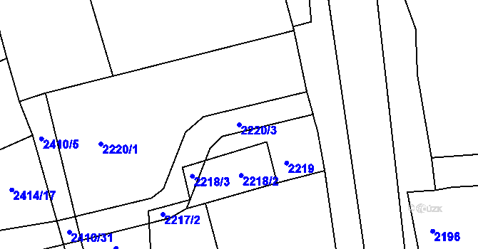 Parcela st. 2220/3 v KÚ Černovice u Chomutova, Katastrální mapa