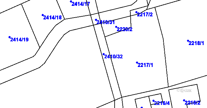 Parcela st. 2410/32 v KÚ Černovice u Chomutova, Katastrální mapa