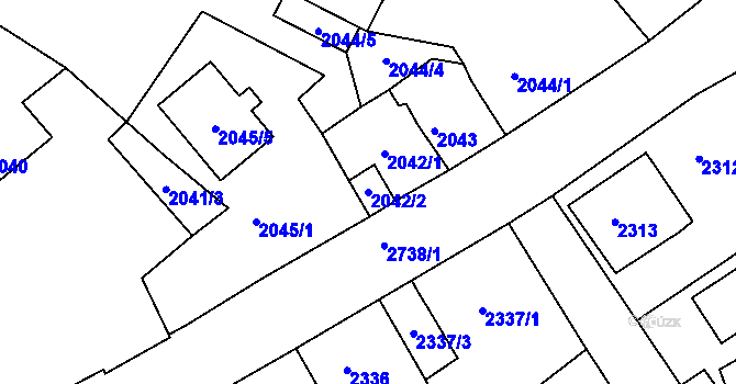 Parcela st. 2042/2 v KÚ Černovice u Chomutova, Katastrální mapa