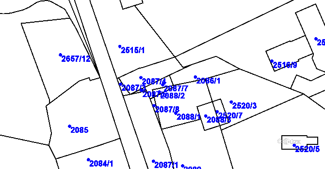 Parcela st. 2087/7 v KÚ Černovice u Chomutova, Katastrální mapa