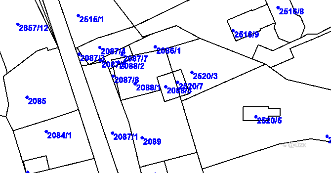 Parcela st. 2088/3 v KÚ Černovice u Chomutova, Katastrální mapa
