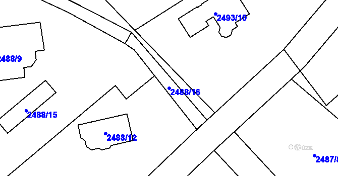 Parcela st. 2488/16 v KÚ Černovice u Chomutova, Katastrální mapa