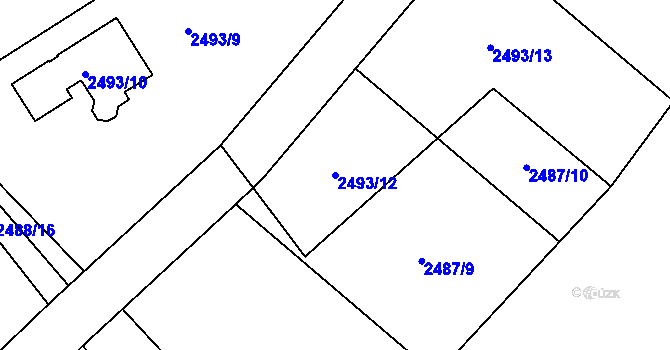 Parcela st. 2493/12 v KÚ Černovice u Chomutova, Katastrální mapa