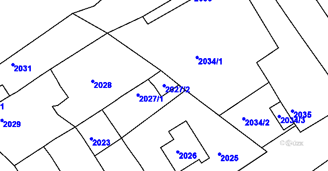 Parcela st. 2027/2 v KÚ Černovice u Chomutova, Katastrální mapa