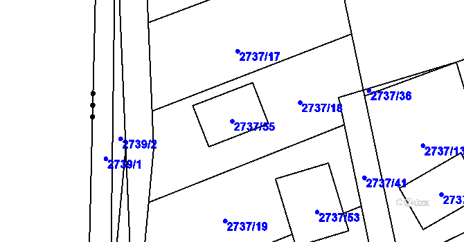 Parcela st. 2737/55 v KÚ Černovice u Chomutova, Katastrální mapa