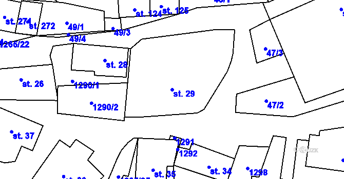 Parcela st. 29 v KÚ Černovice u Kunštátu, Katastrální mapa