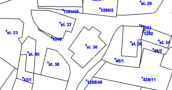 Parcela st. 36 v KÚ Černovice u Kunštátu, Katastrální mapa