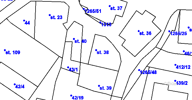 Parcela st. 38 v KÚ Černovice u Kunštátu, Katastrální mapa