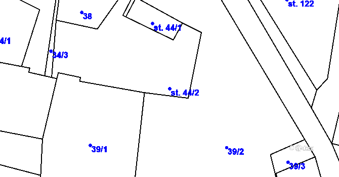 Parcela st. 44/2 v KÚ Černovice u Kunštátu, Katastrální mapa