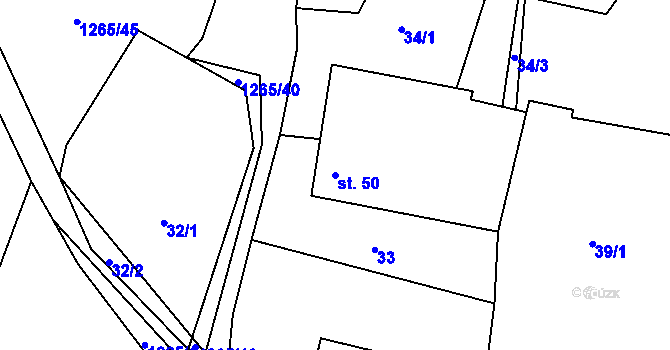 Parcela st. 50 v KÚ Černovice u Kunštátu, Katastrální mapa