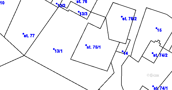 Parcela st. 75/1 v KÚ Černovice u Kunštátu, Katastrální mapa