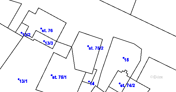 Parcela st. 75/2 v KÚ Černovice u Kunštátu, Katastrální mapa