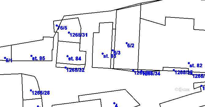 Parcela st. 83 v KÚ Černovice u Kunštátu, Katastrální mapa