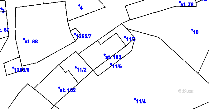Parcela st. 103 v KÚ Černovice u Kunštátu, Katastrální mapa