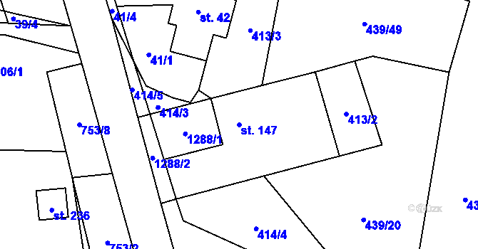 Parcela st. 147 v KÚ Černovice u Kunštátu, Katastrální mapa