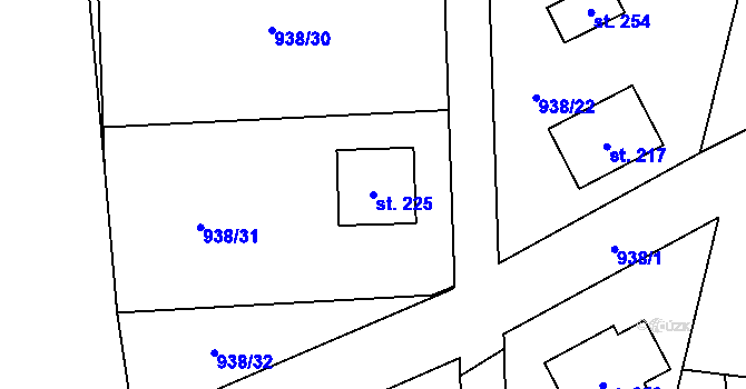 Parcela st. 225 v KÚ Černovice u Kunštátu, Katastrální mapa