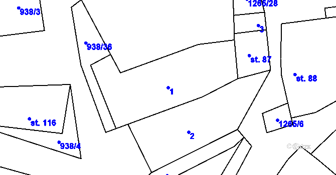 Parcela st. 1 v KÚ Černovice u Kunštátu, Katastrální mapa
