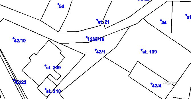 Parcela st. 42/1 v KÚ Černovice u Kunštátu, Katastrální mapa