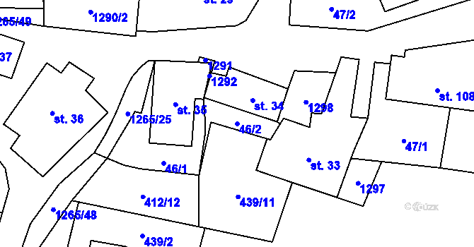 Parcela st. 46/2 v KÚ Černovice u Kunštátu, Katastrální mapa