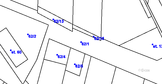 Parcela st. 62/1 v KÚ Černovice u Kunštátu, Katastrální mapa