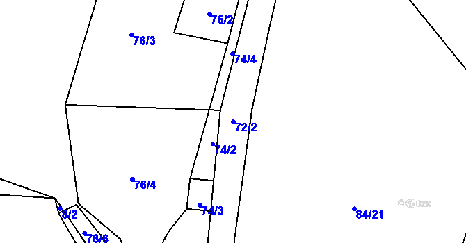 Parcela st. 72/2 v KÚ Černovice u Kunštátu, Katastrální mapa