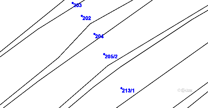 Parcela st. 205/2 v KÚ Černovice u Kunštátu, Katastrální mapa