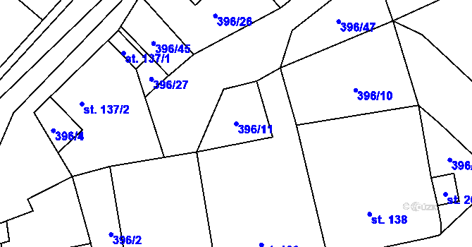 Parcela st. 396/11 v KÚ Černovice u Kunštátu, Katastrální mapa
