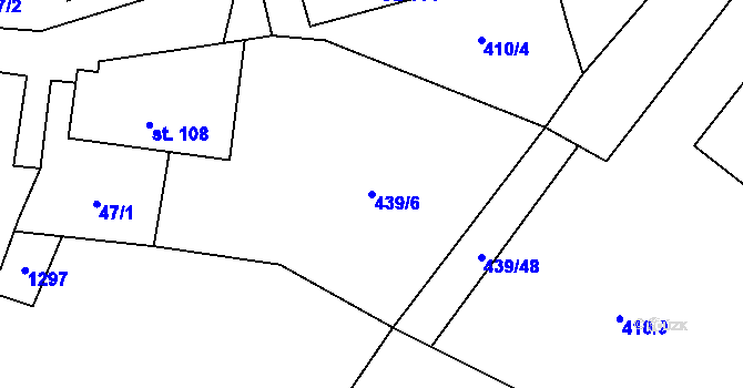 Parcela st. 439/6 v KÚ Černovice u Kunštátu, Katastrální mapa