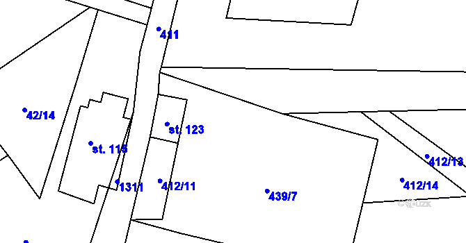Parcela st. 439/13 v KÚ Černovice u Kunštátu, Katastrální mapa