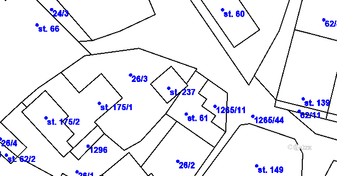 Parcela st. 237 v KÚ Černovice u Kunštátu, Katastrální mapa