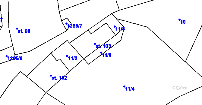 Parcela st. 11/6 v KÚ Černovice u Kunštátu, Katastrální mapa