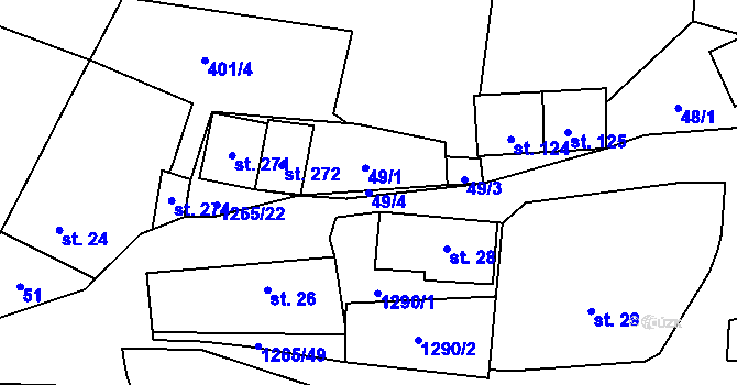 Parcela st. 49/4 v KÚ Černovice u Kunštátu, Katastrální mapa