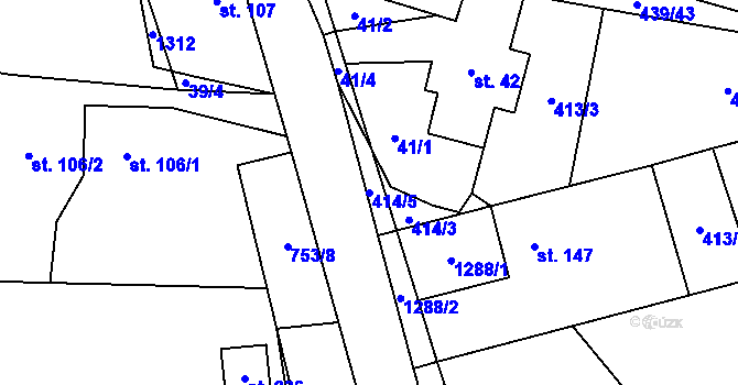 Parcela st. 414/5 v KÚ Černovice u Kunštátu, Katastrální mapa