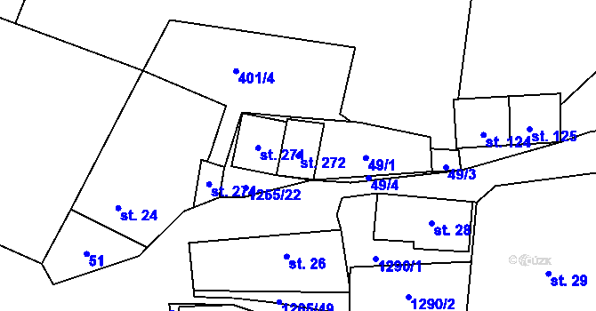Parcela st. 272 v KÚ Černovice u Kunštátu, Katastrální mapa